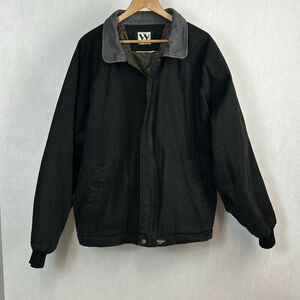 Vtg Walls Outdoor Mens Coat Size 3XL Zip Front Black Canvas Work Farm Ranch